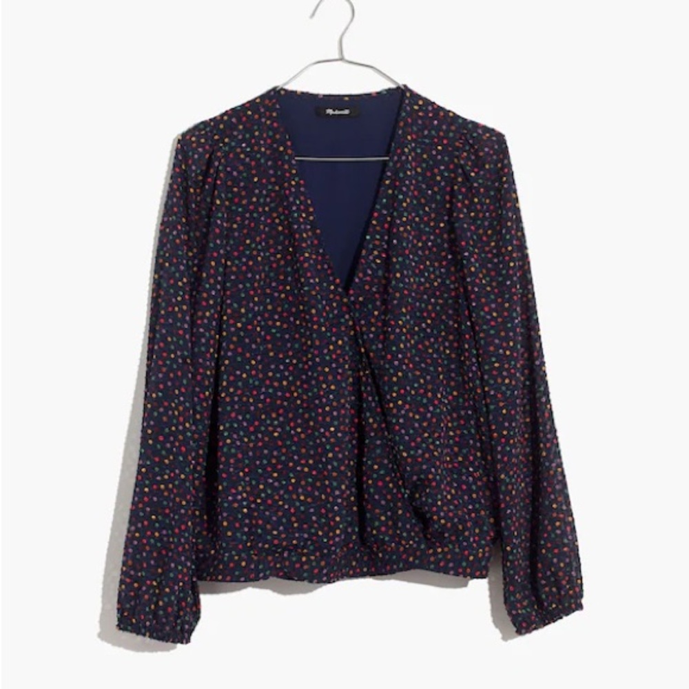 Madewell wrap top in sugar dot